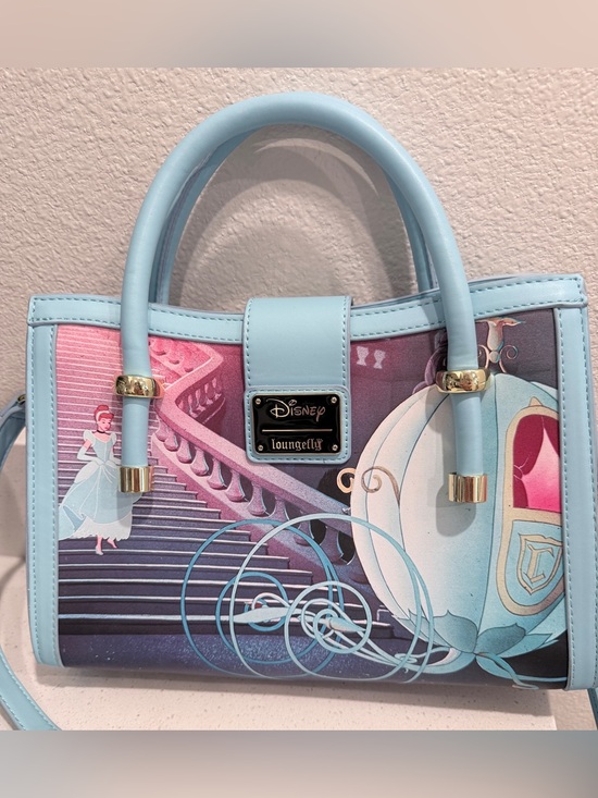 Loungefly Handbags - Loungefly Disney Cinderella Crossbody Satchel Blue Bow Top Handle Princess Fairy